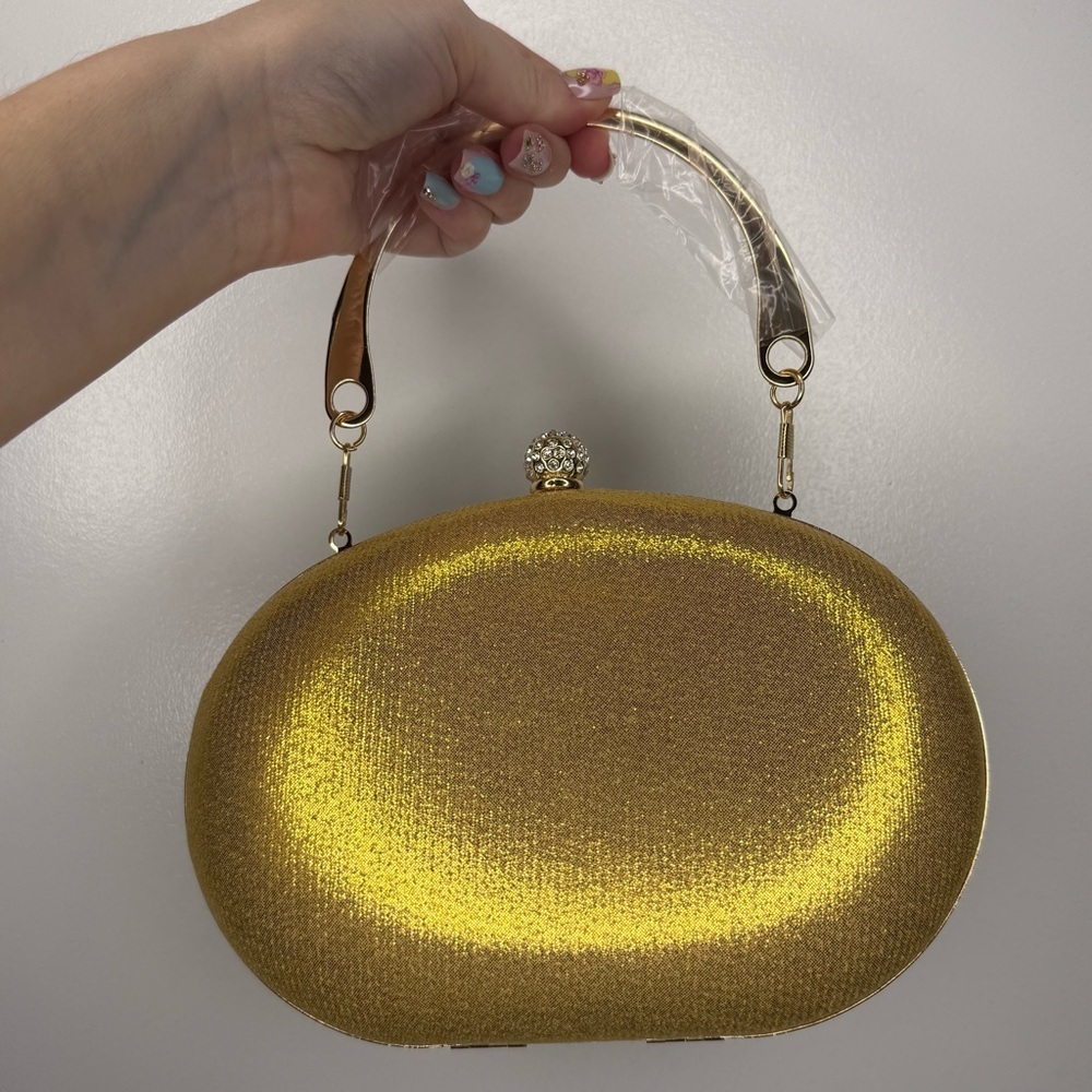 Ramla Gold Beaded and Rhinestone Clutch Evening Bag - NEW - Picture 3 of 6